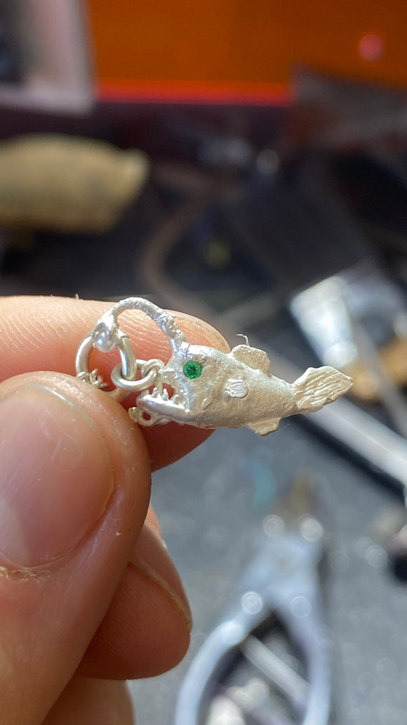 Silver angler fish pendant
