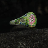 Freshwater pearl flower graffiti ring