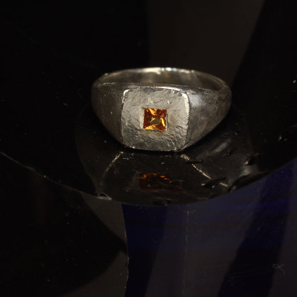 orange sapphire signet