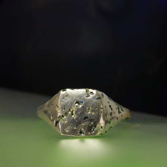 Sandcast enamel sigent ring - Size 9