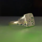 Blue and green enamel signet ring - Size 7.5