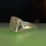 Blue and green enamel signet ring - Size 7.5