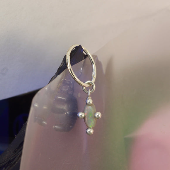 rainbow opal silver hanging hoop