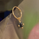 Blue sapphire hanging hoop
