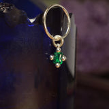 lab emerald hanging hoop