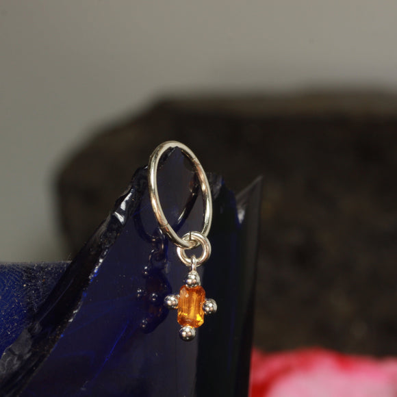 orange sapphire hanging hoop