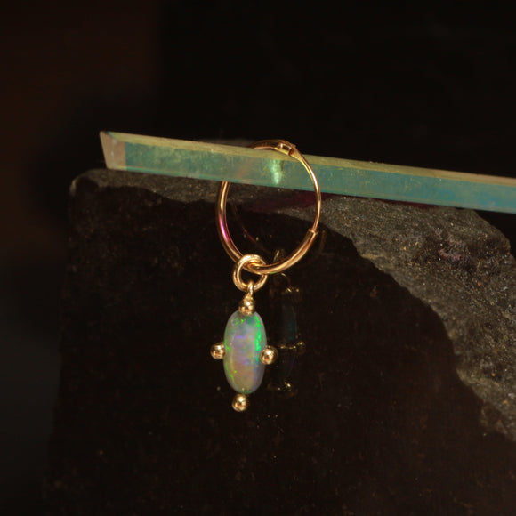 long opal hanging hoop