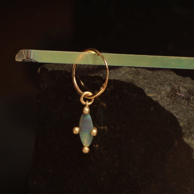 long opal hanging hoop