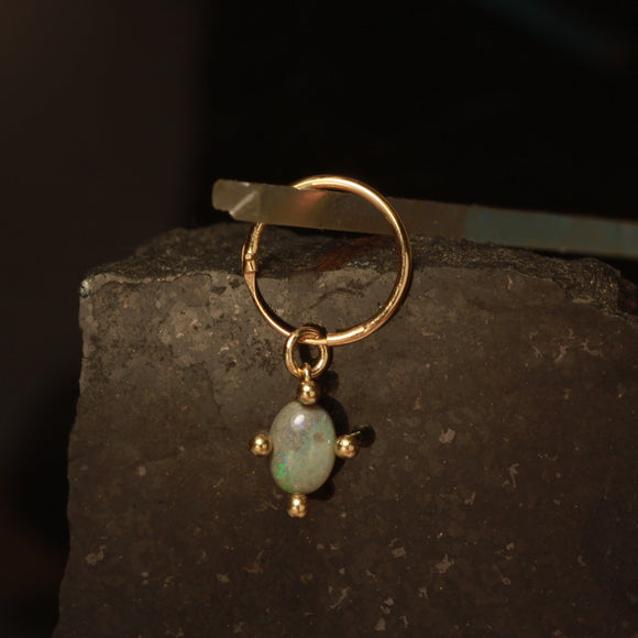 green cloud opal hanging hoop
