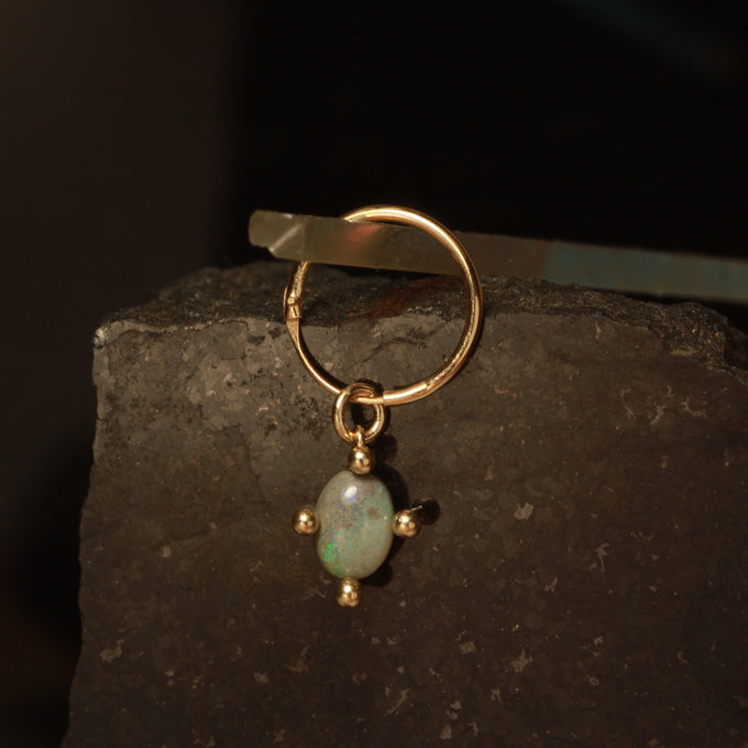 green cloud opal hanging hoop