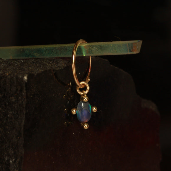black purple opal hanging hoop
