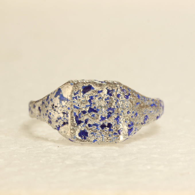 Blue glass sandcast ring