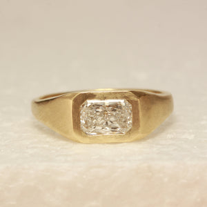 Radiant cut signet ring