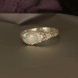 white sandcast opal ring - Size 7.5