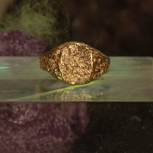 salt and pepper signet ring - Size 6