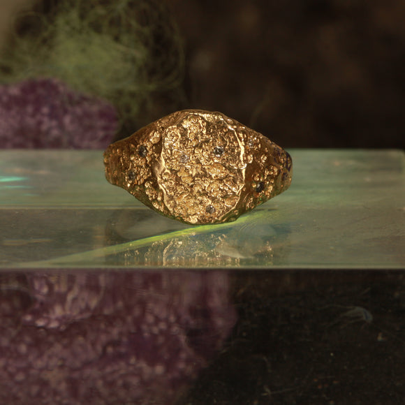 salt and pepper signet ring - Size 6