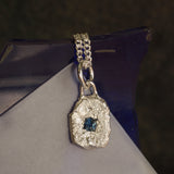 Blue sapphire princess cut pendant