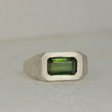 green tourmaline emerald cut signet
