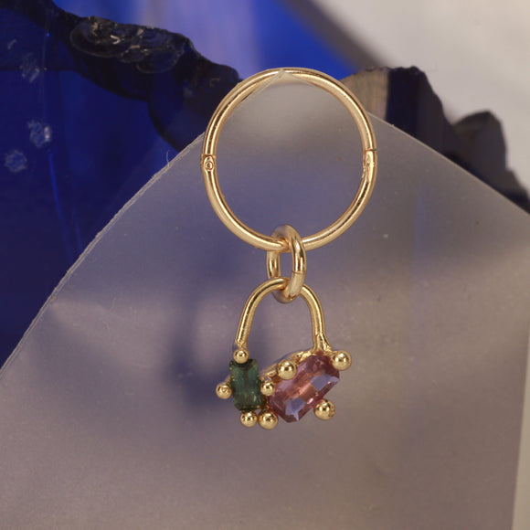 teal and pink sapphire twin earring or pendant