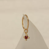 tiny natural ruby hanging hoop