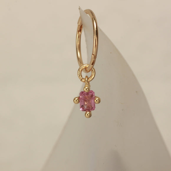 pink sapphire hanging hoop