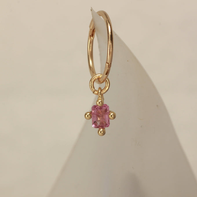 pink sapphire hanging hoop