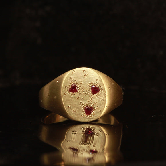Love heart trio signet - size 6