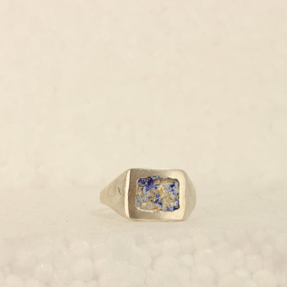 blue enamel ring void - Size 5