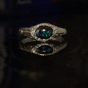 ogreen and blue boulder opal ring size - 7 / O