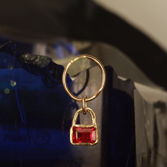 lab ruby handbag earring or pendant