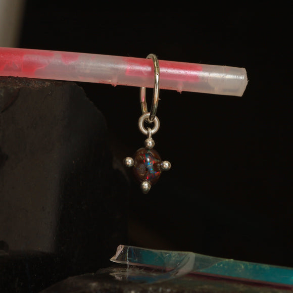 Boulder opal hanging hoop