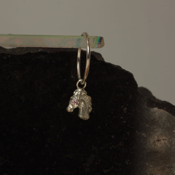 Concerned baby horse earring pink