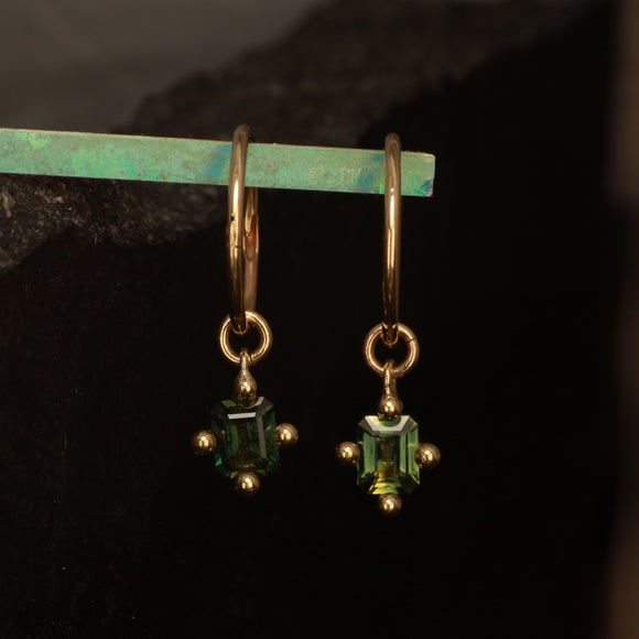 Parti Sapphire hanging hoop matching pair