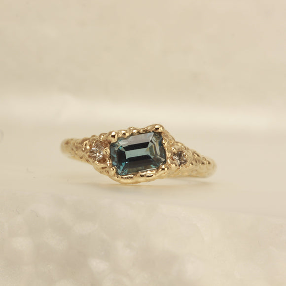 Topaz diamond melted ring