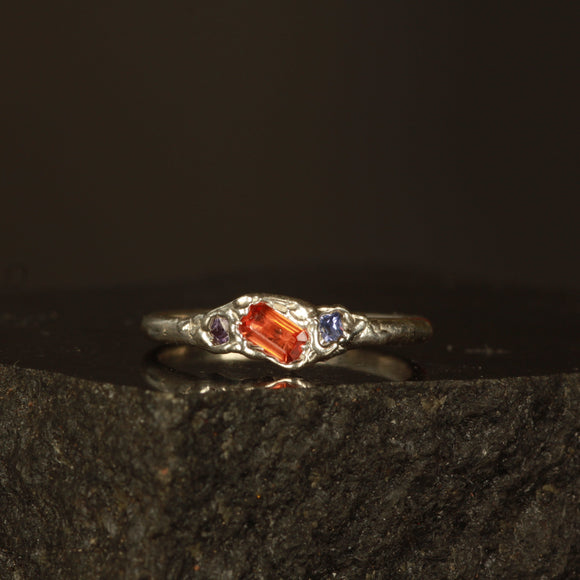 Orange sapphire melted ring- Size 10 / U