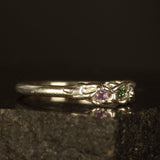 Green and pink sapphire melted ring- Size 7.5 / P