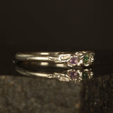Green and pink sapphire melted ring- Size 7.5 / P