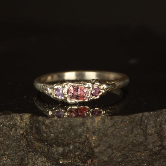 pink sapphire melted ring- Size 6.5 / M.5