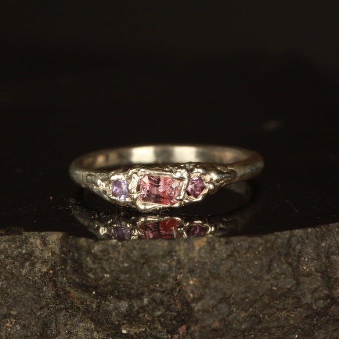 pink sapphire melted ring- Size 6.5 / M.5