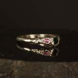 Melted teal sapphire ring double pink Size: 4.75 / J