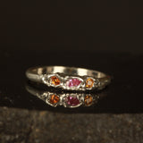 Orange and pink sapphire melted ring- Size 7.5 / P