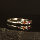 Orange and pink sapphire melted ring- Size 7.5 / P
