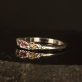 Orange and pink sapphire melted ring- Size 7.5 / P