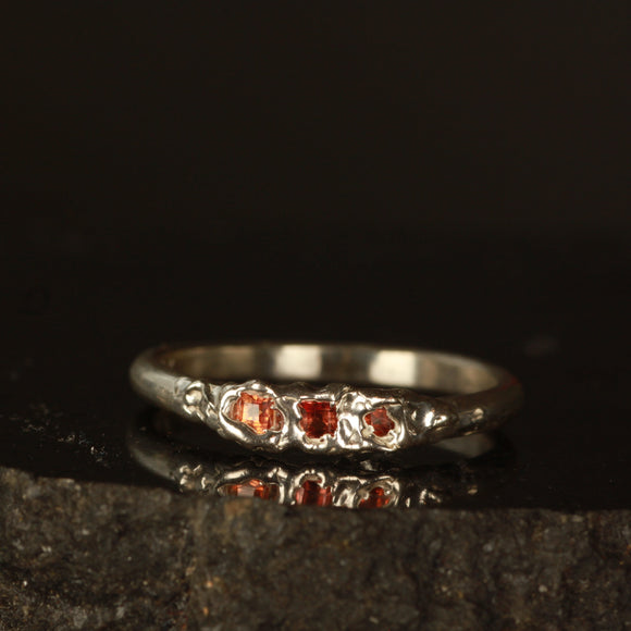 Orange sapphire melted ring- Size 7 / O