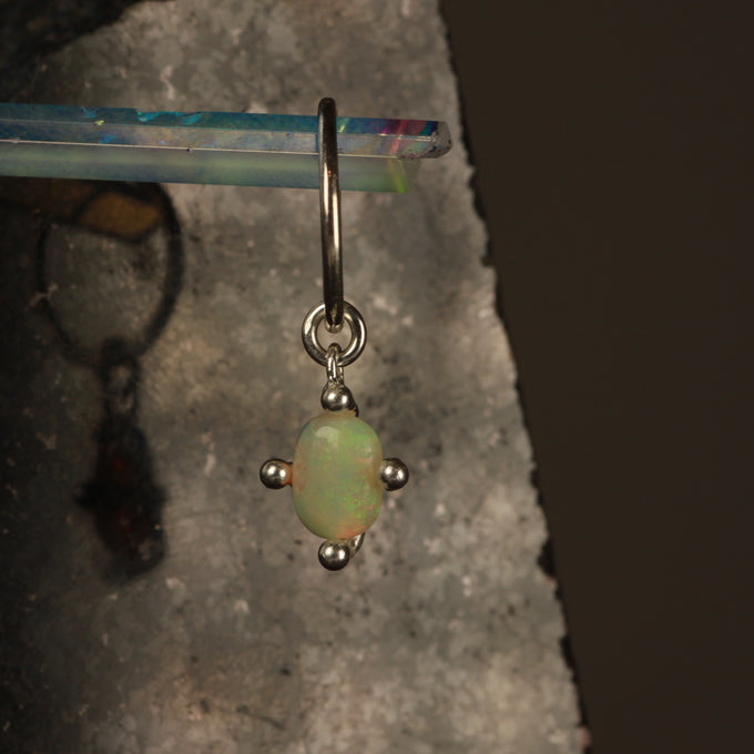 Green Opal hanging hoop