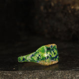 Green and blue enamel glass signet ring - Size 6