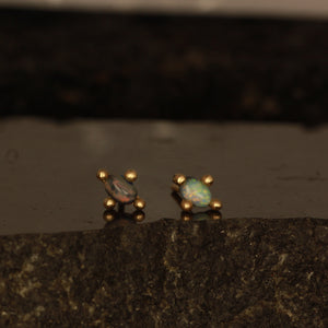 Devil and angel influence opal stud earrings