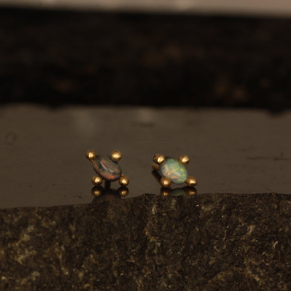 Devil and angel influence opal stud earrings