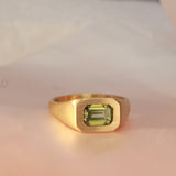 Green emerald cut signet