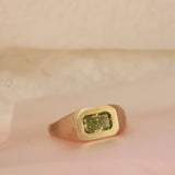 Green radiant cut signet